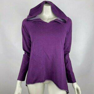 Hard Tail Pullover‎ Asymmetrical Hoodie Purple Long Sleeve Cotton Blend Women XS